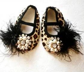 Glamour baby girl shoes,Booties -Baby Crib Shoes - Leopard Baby shoes